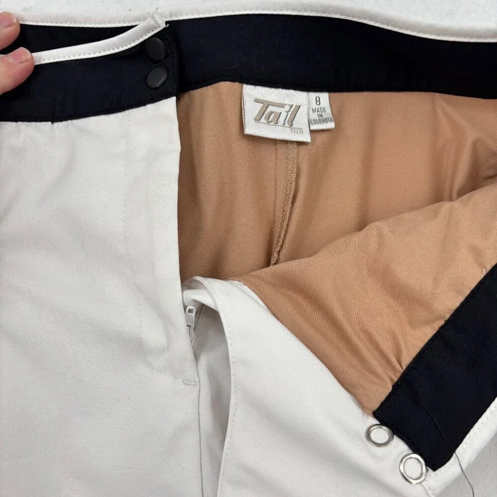Tail Tech Golf Skort Size 8 White Black Skirt Built In Shorts Pockets‎ Stretch